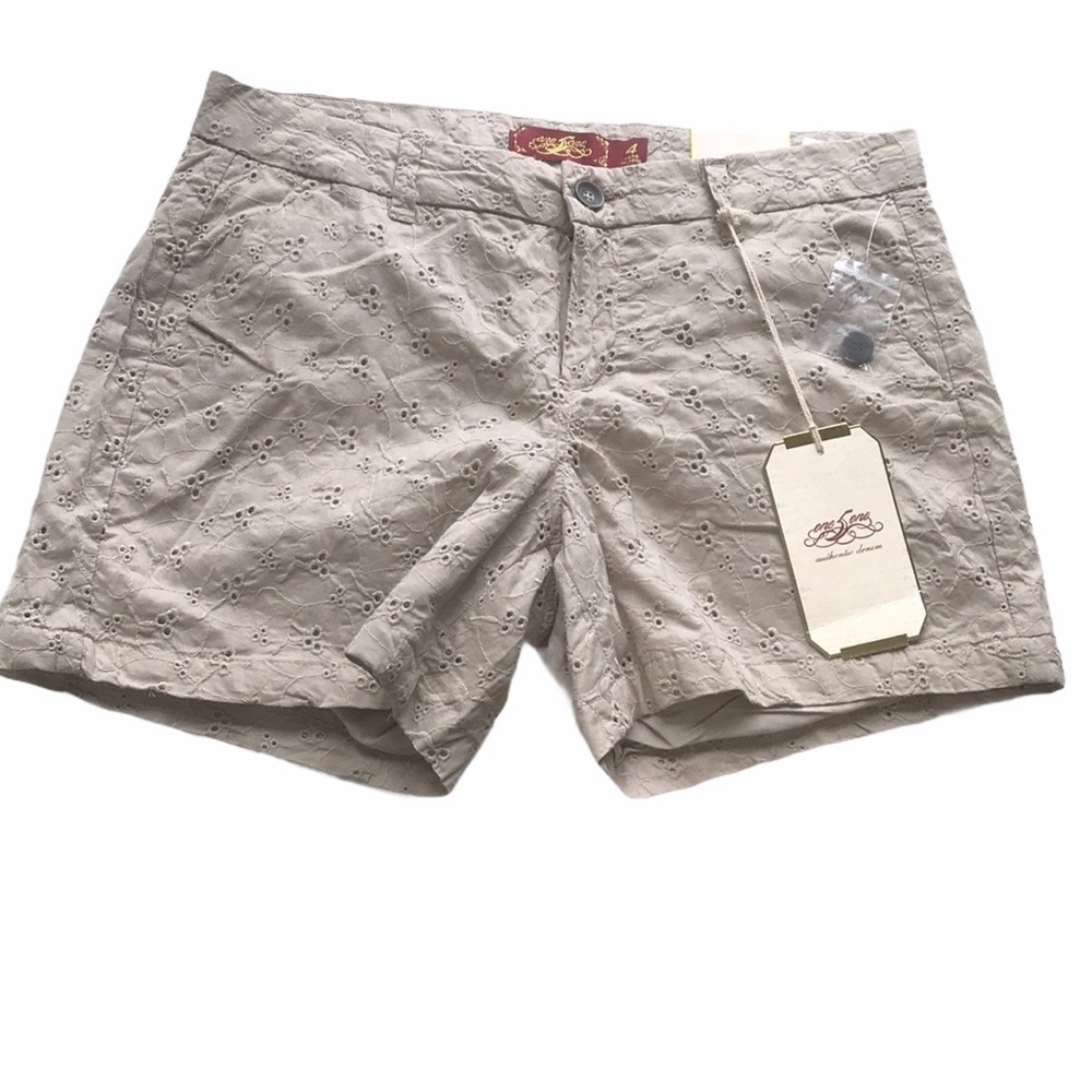 Nwt One5One Tan Eyelet Shorts Cotton Summer 4